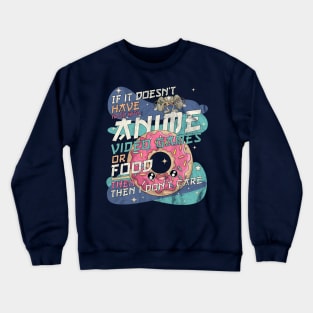 Anime Video Games or Food - Kawaii Donut Gaming Crewneck Sweatshirt